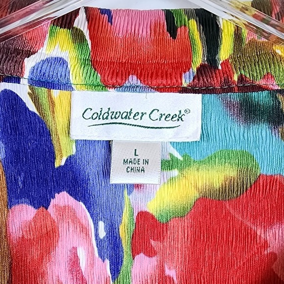 Coldwater Creek Womens‎ Sz L Artsy Floral Long Sleeve Button Up Top Oversized - Picture 4 of 8